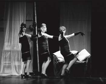 Carolyn Hewitt, Boo Feltham and Jackson Ellen as the Dancing Girls