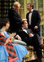 Jean Dishington as Midge Harvey, Joe Brooks as Sir Henry Angkatell, Mark Ellen as Edward Angkatell and Tony Feltham as Dr John Cristow