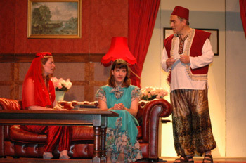 Helen Martland as Beatrice Lacy, Tracey Nicholls as Mrs de Winter and Graham Hawkins as Major Giles Lacy